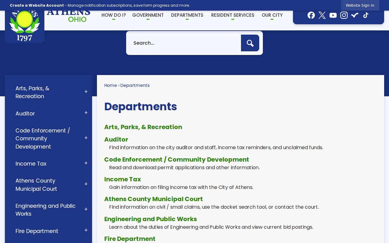 Athens Township neighbors City of Athens department contact path
