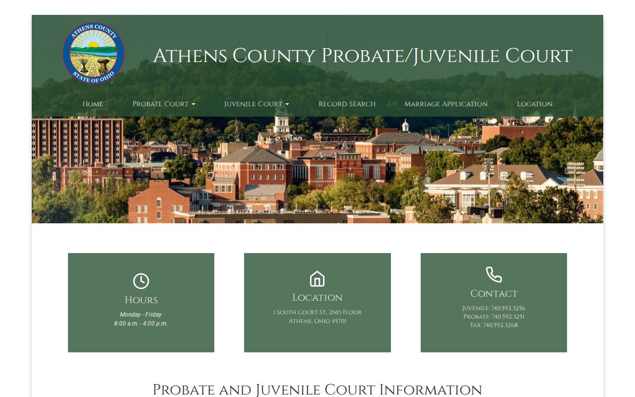 Athens Township previous residents research reference for Athens County Probate and Juvenile Court
