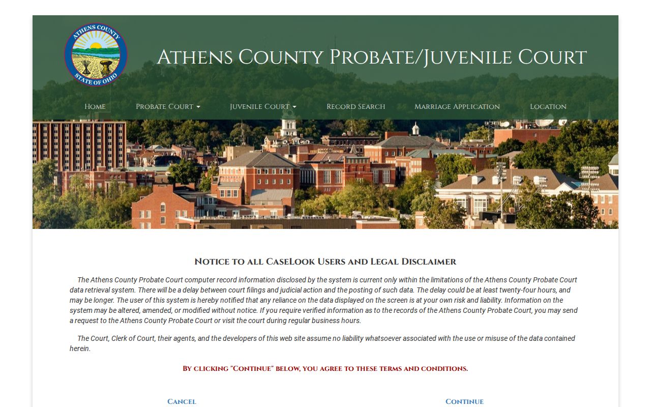 Athens Township resident lookup Probate and Juvenile CaseLook search access