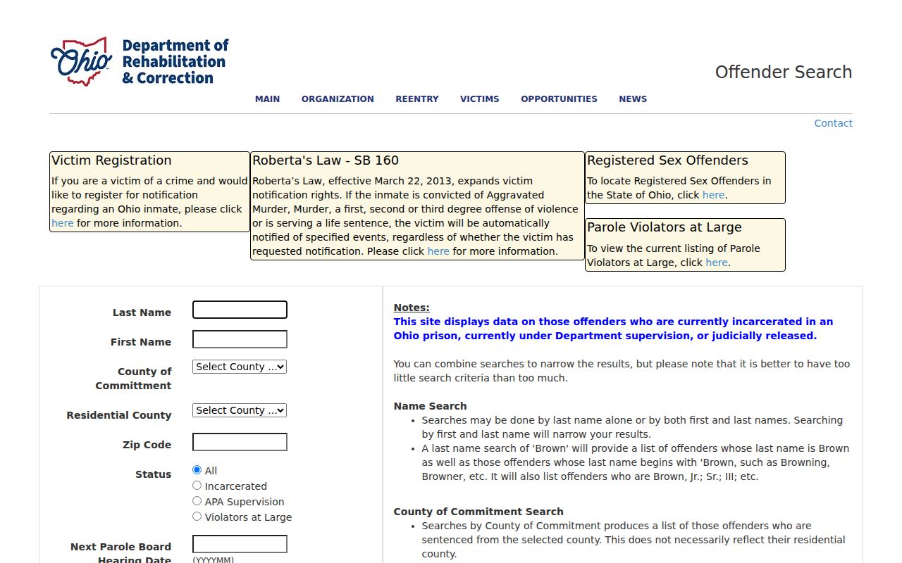 Athens Township resident lookup Ohio offender search form