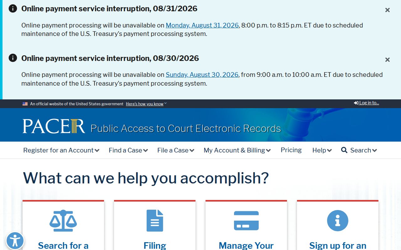 Athens Township resident lookup PACER federal court records access