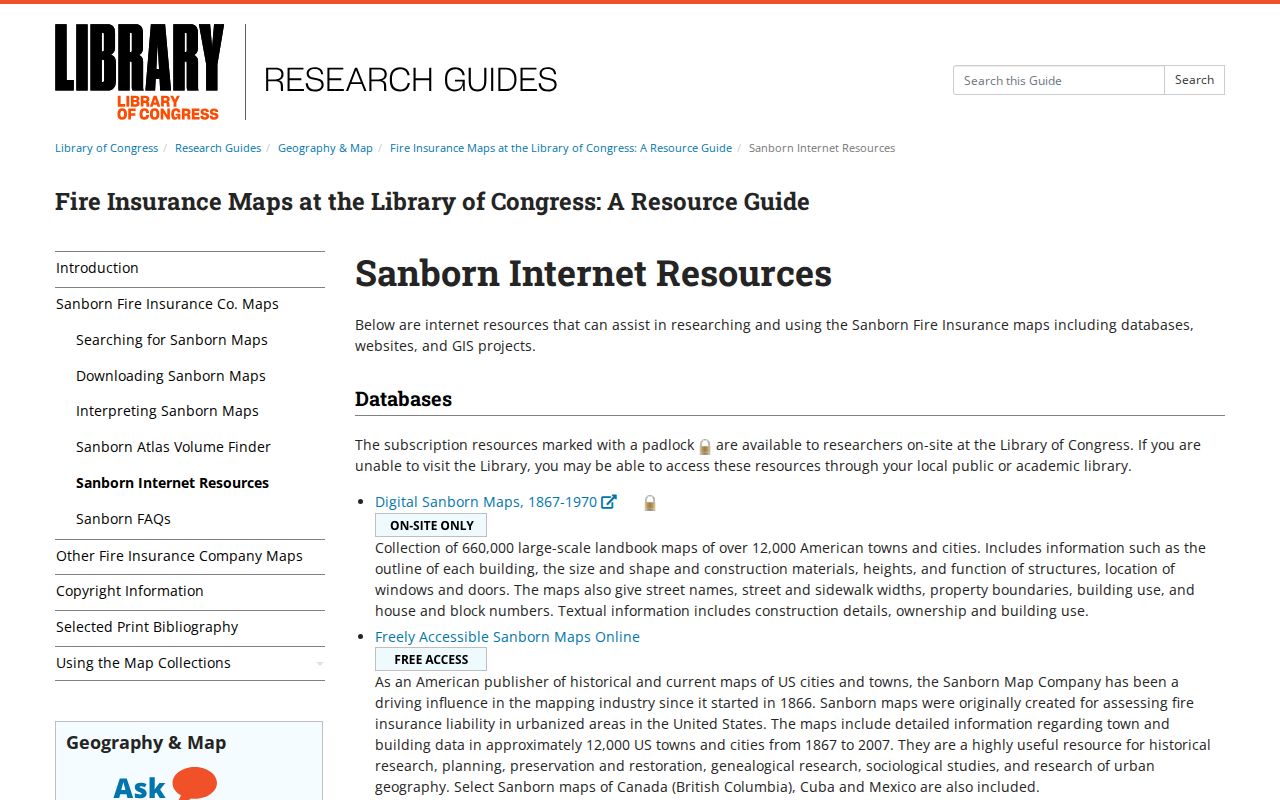 Athens Township street directory reference for Sanborn fire insurance map resources